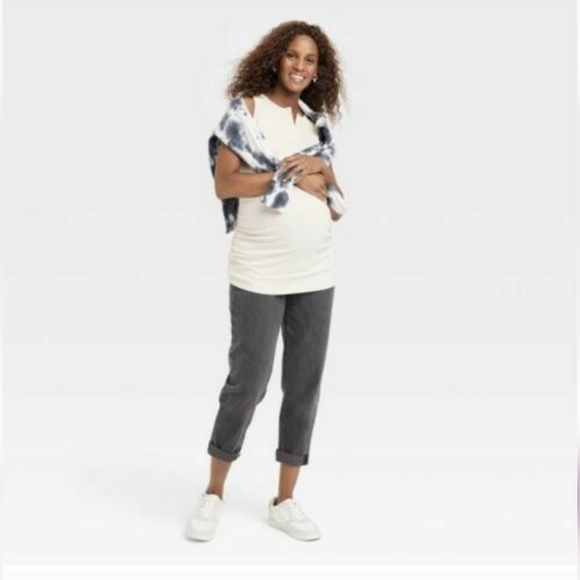 NEW WOMEN'S ISABEL MATERNITY BY INGRID AND ISABEL DENIM BOYFRIEND JEANS - Picture 9 of 11